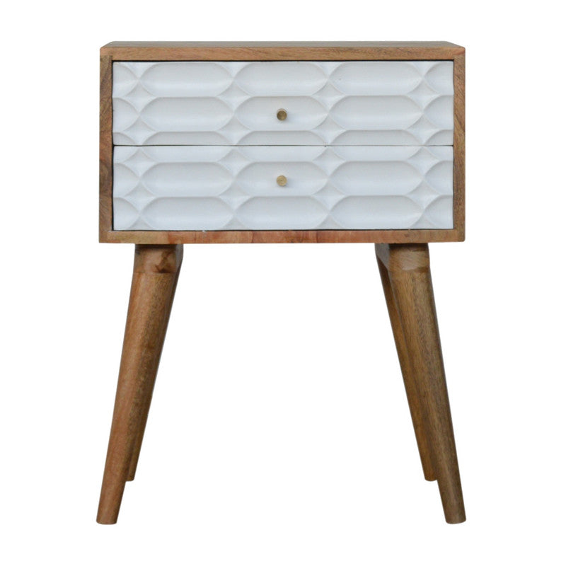 Mango Wood Bedside Table β Nordic Carved Design