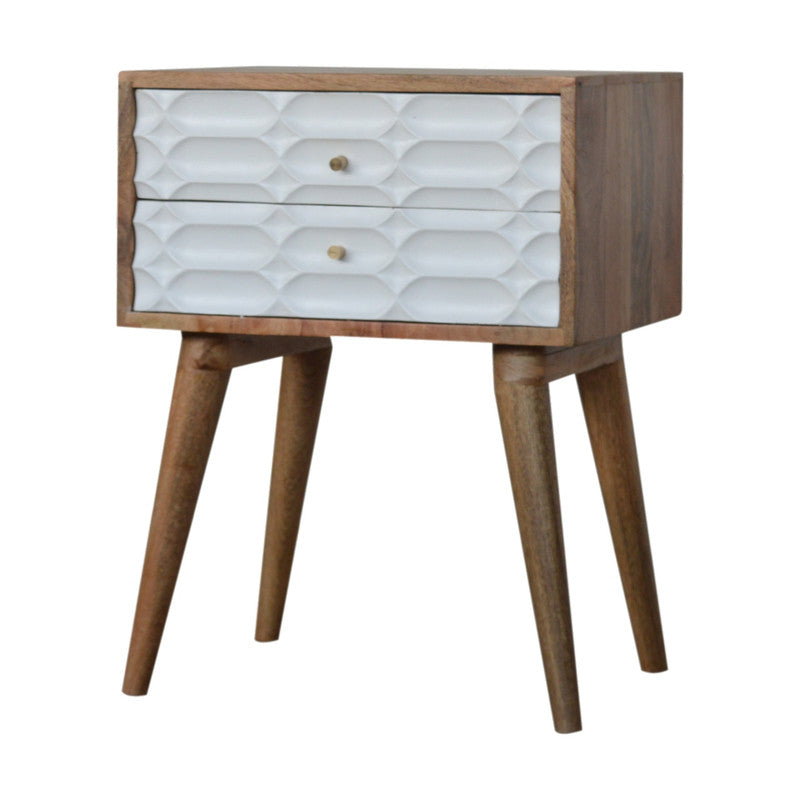 Mango Wood Bedside Table β Nordic Carved Design