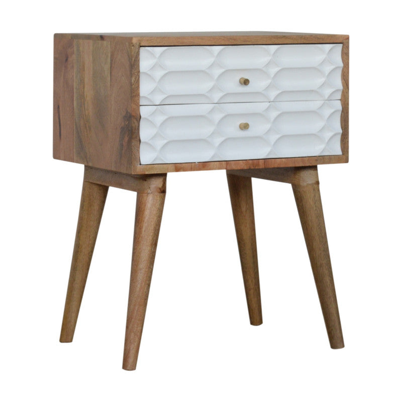 Mango Wood Bedside Table β Nordic Carved Design