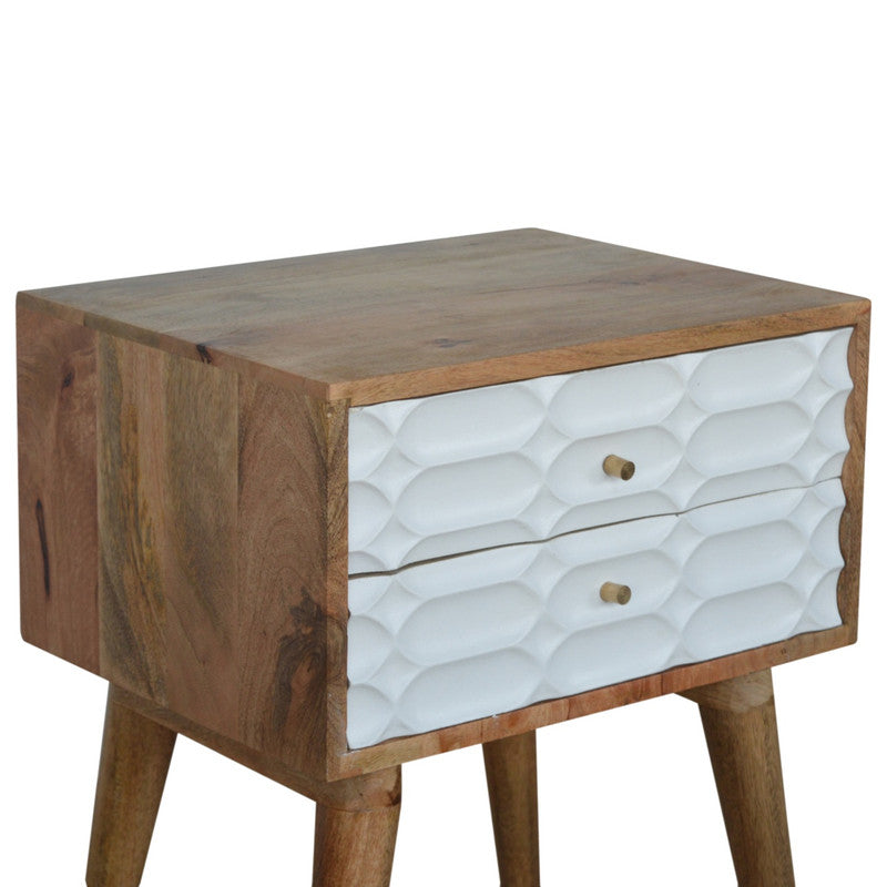 Mango Wood Bedside Table β Nordic Carved Design