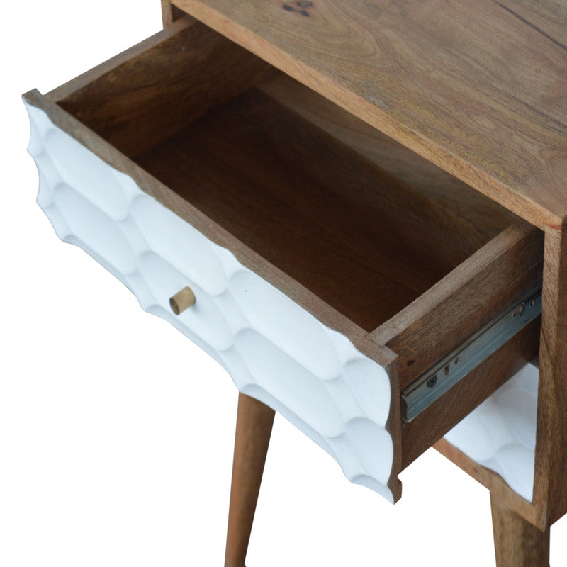 Mango Wood Bedside Table β Nordic Carved Design